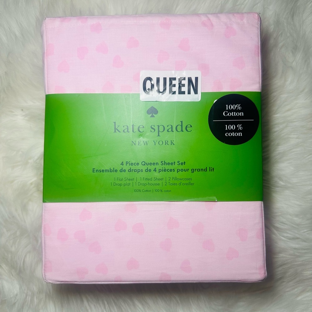 Kate Spade Pink Heart Queen Sheet Set